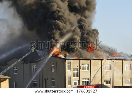 Major fire in a textile factory, in Kirschau. 10/02/2014