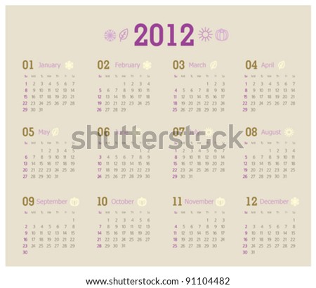 stock vector Old school design calendar 2012