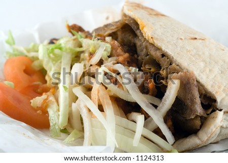 A donner kebab - traditional late night takeaway food in England after social events