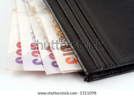Cash in an open wallet