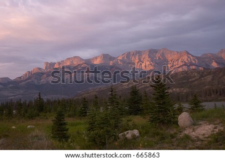 Mountain with an evening glow, Jasper Park, Alberta