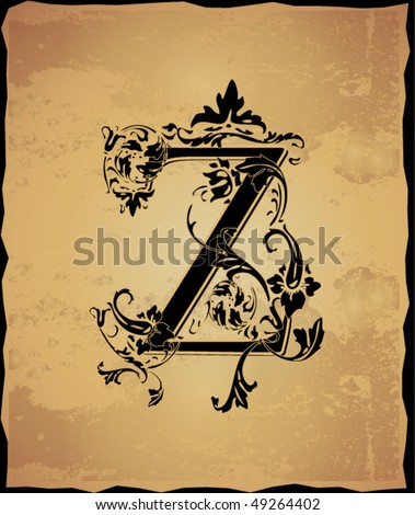 stock vector Vintage initials letter z