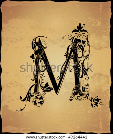 letter m tattoo. Vintage initials letter m