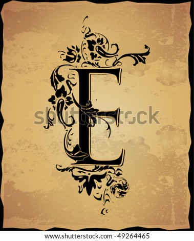 stock vector Vintage initials letter e