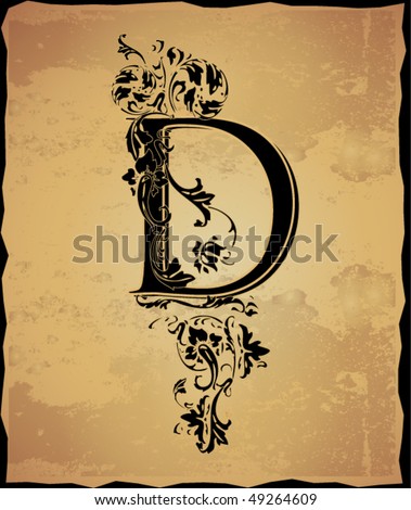 Tatto  on Vintage Initials Letter D Stock Vector 49264609   Shutterstock