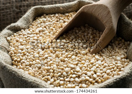 Healthy quinoa - gluten free seeds in small sack