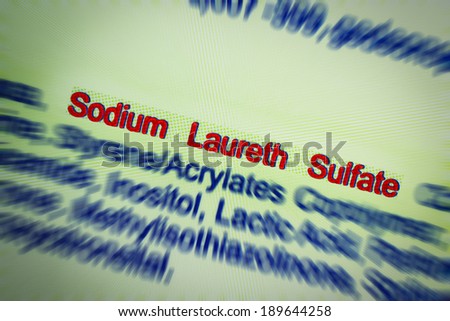 Allergy concept: Chemical components on cosmetic label