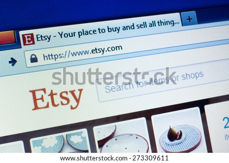 GDANSK, POLAND - APRIL 25, 2015. Etsy homepage on the computer screen. Etsy is a peer-to-peer e-commerce website focused on handmade or vintage items