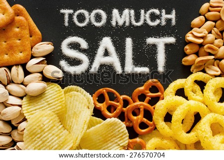 Unhealthy food concept - salt in food