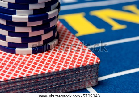 Stack of cards on a blackjack table