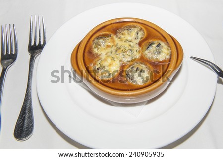 Baked snails of french food