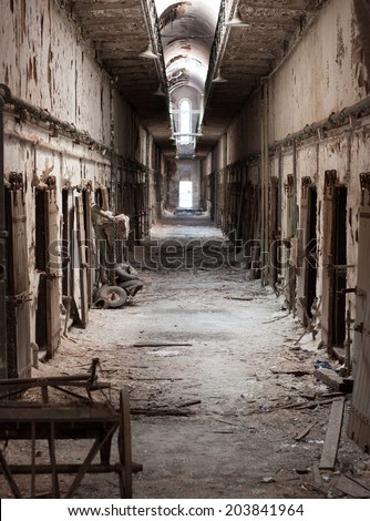 Eastern State Penitentiary cellblock in Philadelphia PA