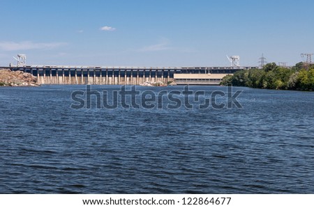 Zaporozhye hydro power plant on the river Dnepr. Ukraine
