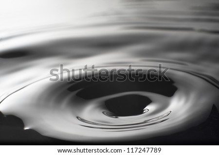 Macro water drop on a black background and circles on it