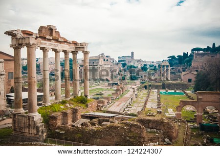 Rome, Italy. One Of The Most Famous Landmarks In The World - Roman Forum.
