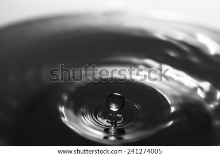 Macro water drop on a black background and circles on it