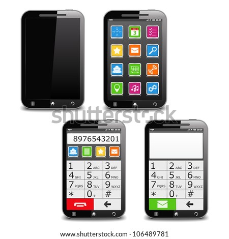 Modern Black Mobile Phone, Vector Eps10 Illustration - 106489781