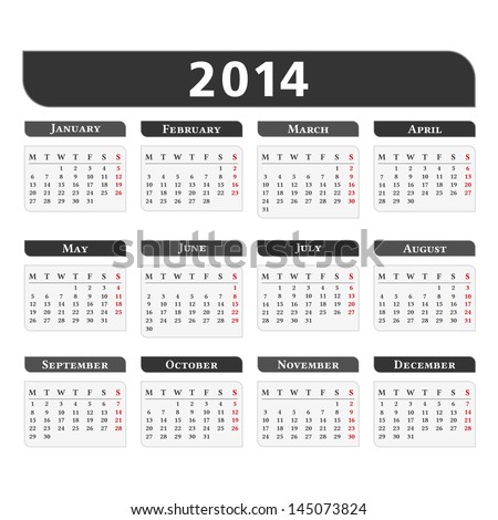 2014 Calendar vector eps10 illustration 2014 Calendar vector eps10 illustration