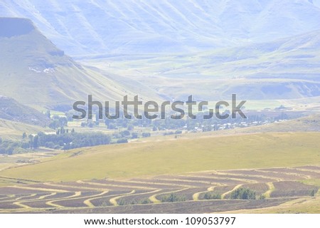 Contoured fields in the Bell river valley,Rhodes,Eastern Cape, South Africa
