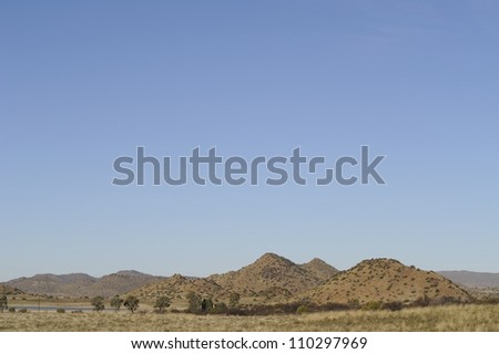 karoo landscape showing characteristic hills or outcrops, Prieska,Northern Cape,South africa