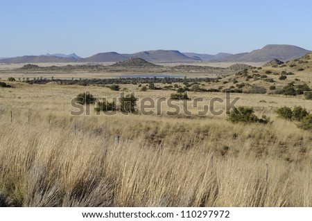 karoo landscape showing characteristic hills or outcrops, Prieska,Northern Cape,South africa