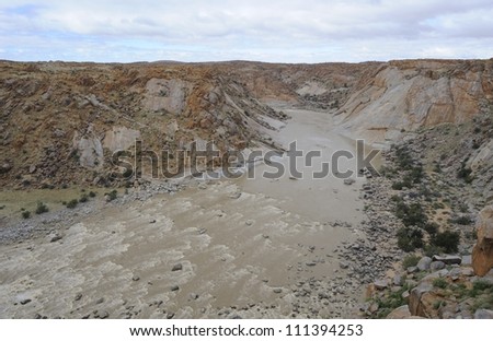 Orange river flows through Augrabies Gorge at Augrabies National Park, Northern Cape, South Africa.