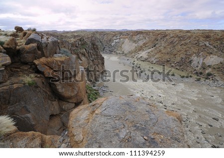 Orange river flows through Augrabies Gorge at Augrabies National Park, Northern Cape, South Africa.