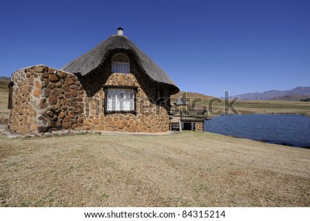 thatched sandstone holliday cottage in the drakensberg mountains, underberg, south africa cottage