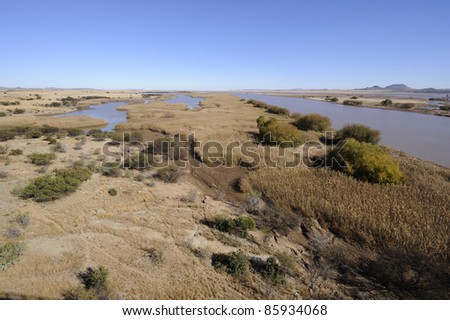 Orange river at the entrance to Gariep dam, free state, south africa
