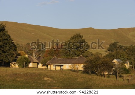 thatched holiday cottages on a farm near underberg,kwazulu natal, south africa