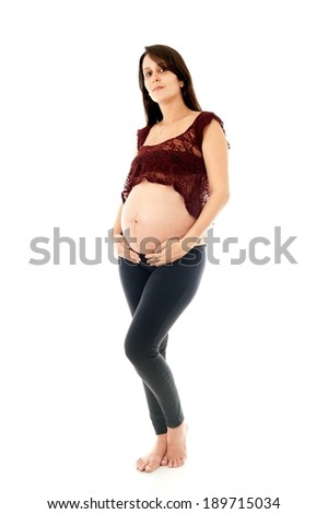 Studio Shot of nine months pregnancy .