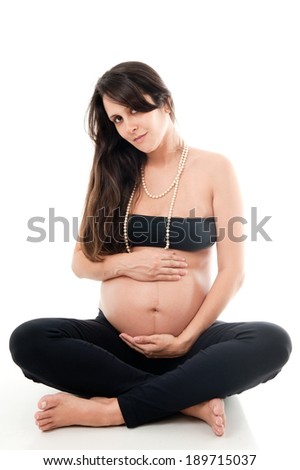 Studio Shot of nine months pregnancy .