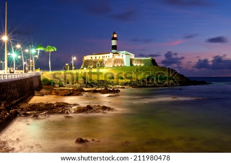 Salvador da Bahia, Brazil - August 19, 2014, Lighthouse, historic building in Barra Beach, Salvador, Bahia, Brazil.