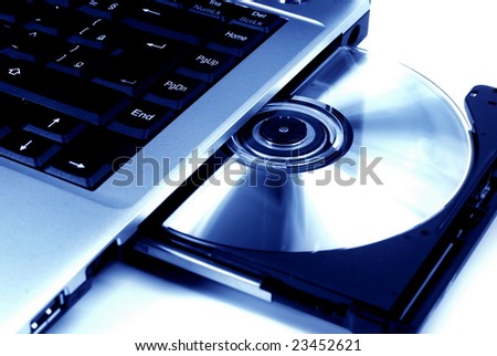 Laptop with a disk dvd - Blue Tones .