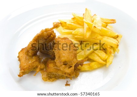 Crispy fish with fries - english typical food