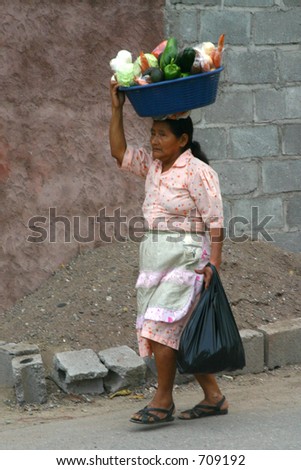 Woman Carrying Food on Head