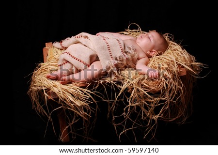 Baby Jesus Pictures on Baby Jesus Asleep In The Manger Stock Photo 59597140   Shutterstock