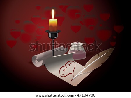 Declaration of love written in the light of candles