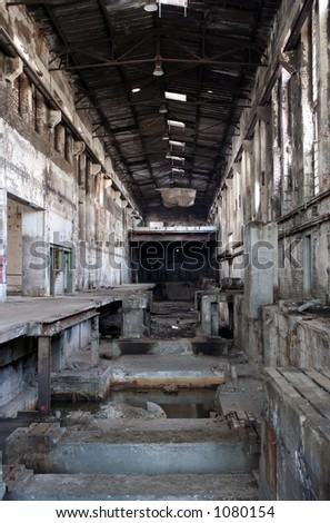 Empty abandoned paper factory