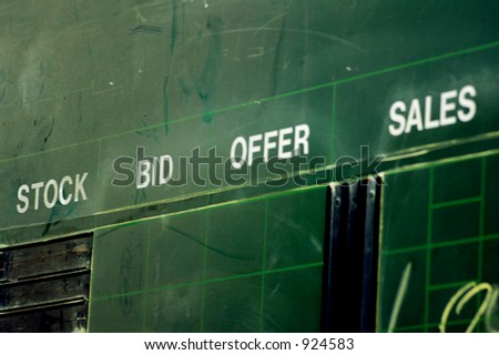 stock exchange board. stock photo : An old chalk