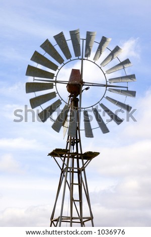 Close-up of an old fashioned farm windmill