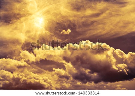 mystical sky with stormy clouds