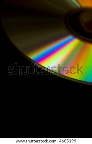 close up detail of a compact disk with rainbow effect of light