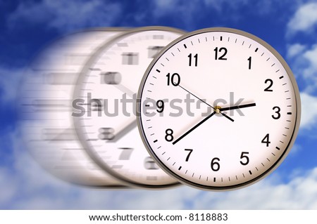 clocks in motion blur as concept for the speed of time