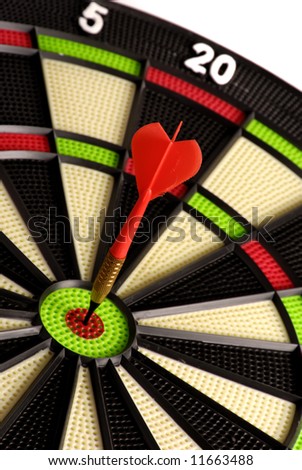 red dart hitting a target board, concept for business success and marketing