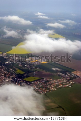 view of a flat land from an airplane