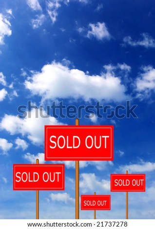 sold out panels against a blue sky