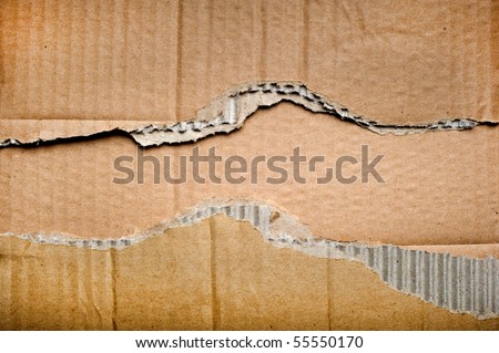 corrugated cardboard teared apart