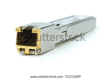 stock photo : Gigabit (copper) sfp module for network switch isolated on the