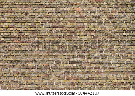 closeup of old brick wall pattern, horizontal composition